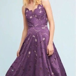 Anthropologie Moulinette Soeurs Women’s Size 0 Purple Lace A-line MIDI Dress